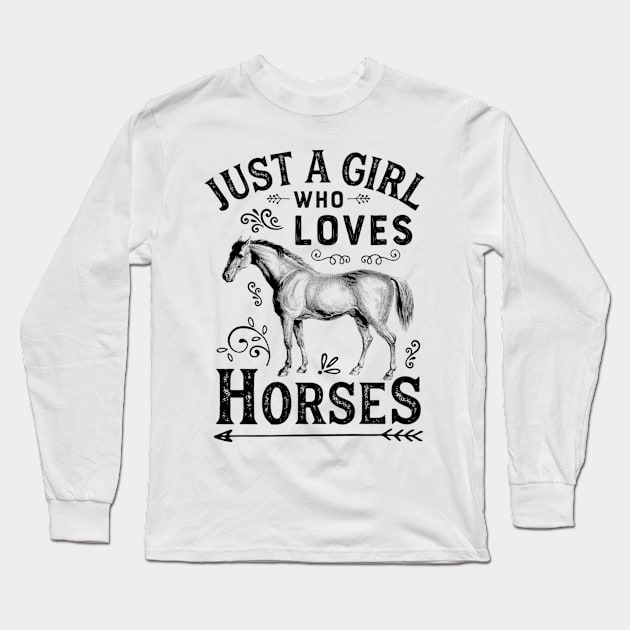 Just a Girl Who Loves Horses - Horse Lover T-Shirt Premium T-Shirt Long Sleeve T-Shirt by fioruna25